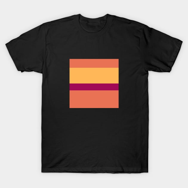 A captivating variation of Almost Black, Jazzberry Jam, Brick Red, Dark Peach and Butterscotch stripes. - Sociable Stripes T-Shirt by Sociable Stripes